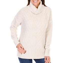 Women's Cowl Neck Pullover Sweater - Cream