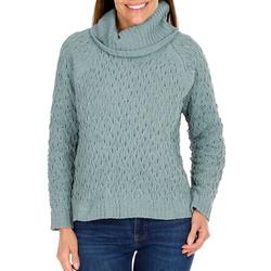 Women's Solid Cable Knit Sweater - Blue