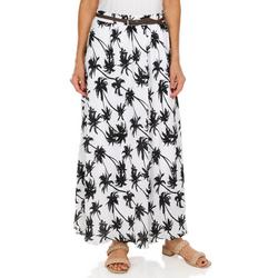 Women's Palm Print Lined Skirt - White/Black