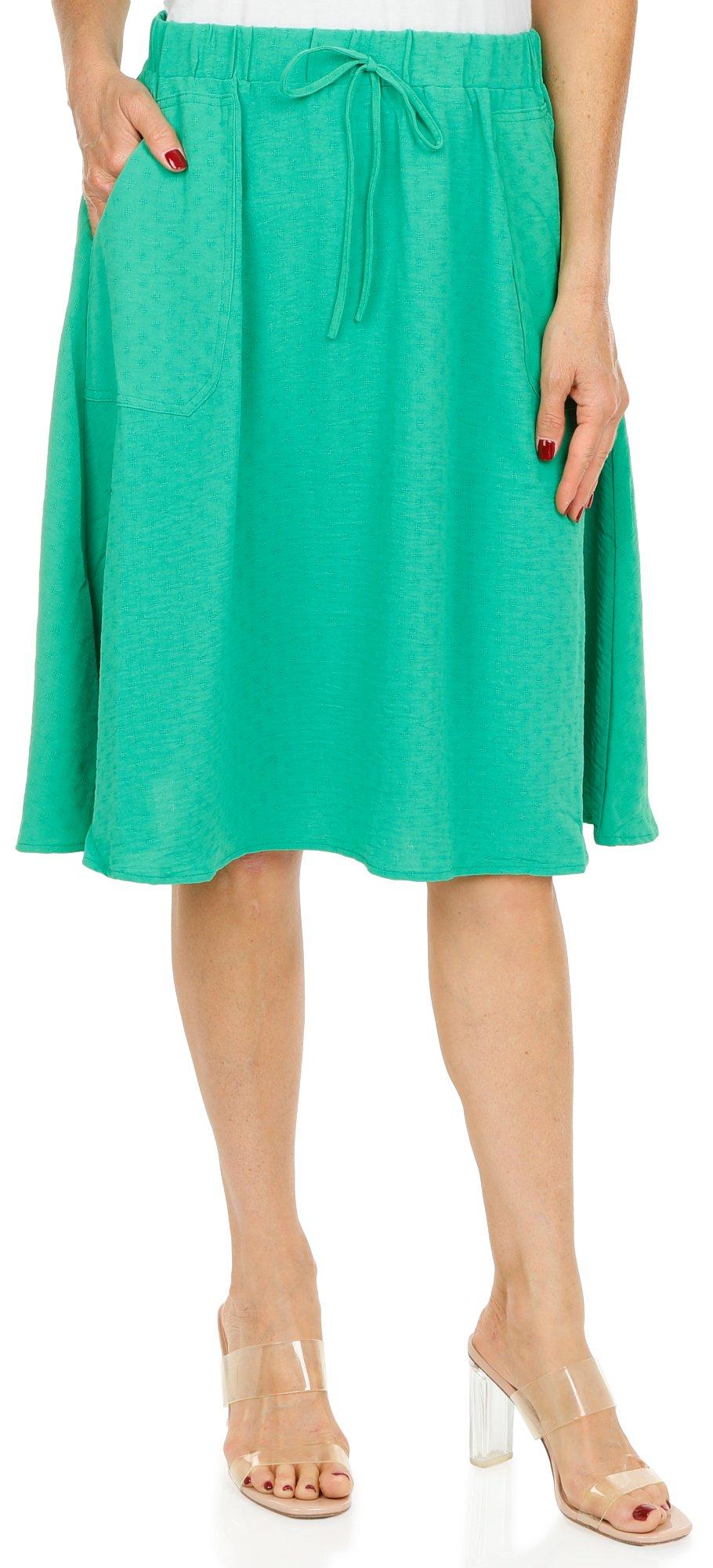Women's Solid Casual Skirt - Green
