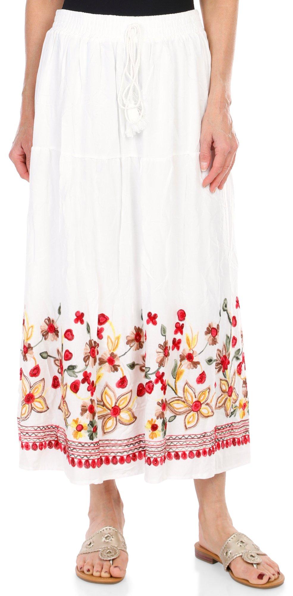 Women's Embroidered Floral Maxi Skirt