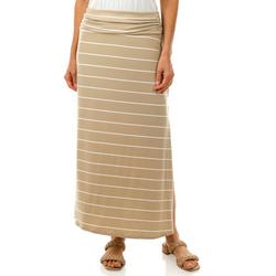 Women's Striped Maxi Skirt - Tan