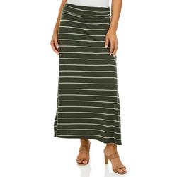 Women's Striped Maxi Skirt - Green