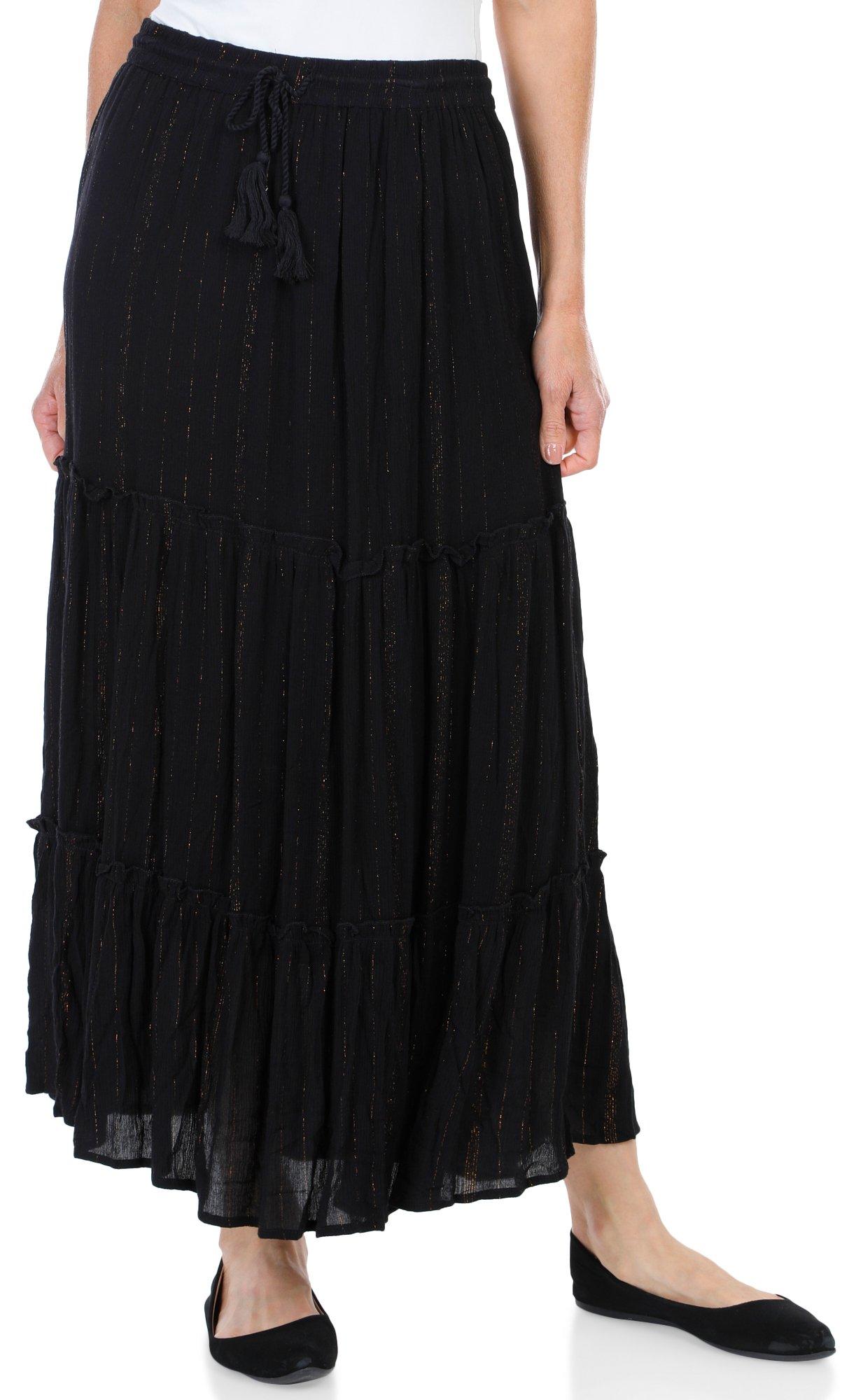 Women's Solid Tiered Maxi Skirt