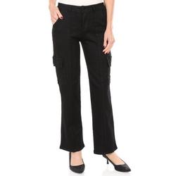 Women's Solid Cargo Pocket Boot Cut Jeans - Black