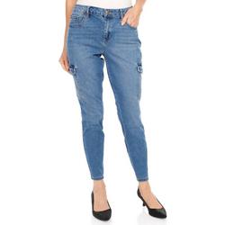 Women's High Waist Skinny Ankle Cargo Jeans - Light Wash