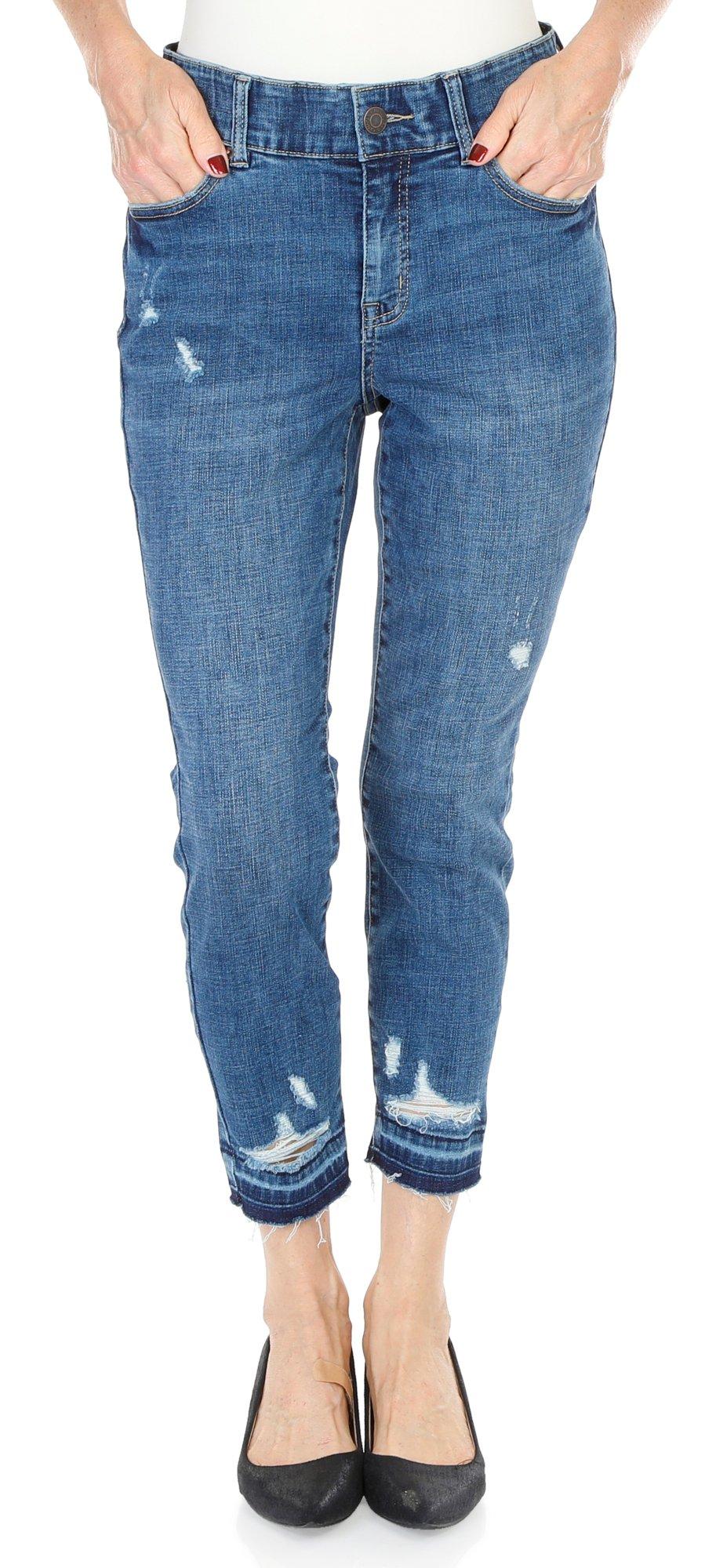 Women's Distressed Skinny Jeans - Light Wash