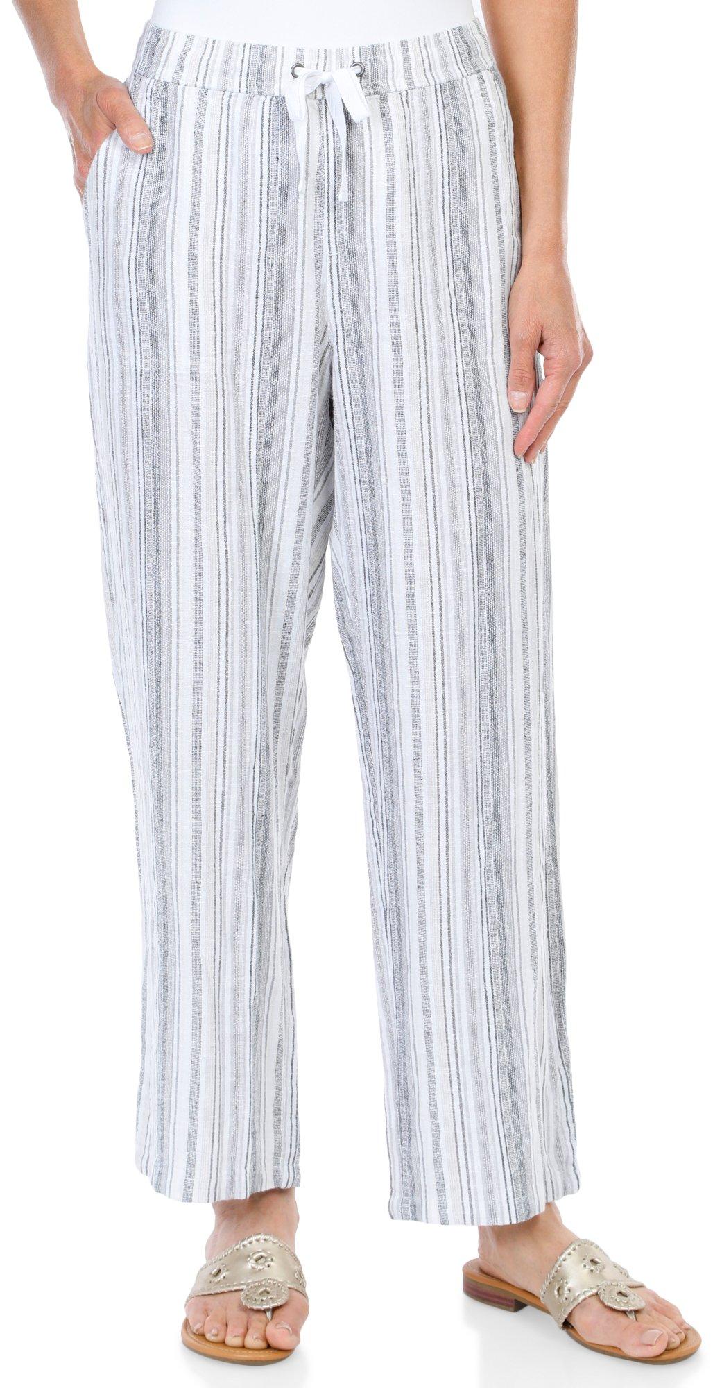 Women's Stripe Print Linen Pants