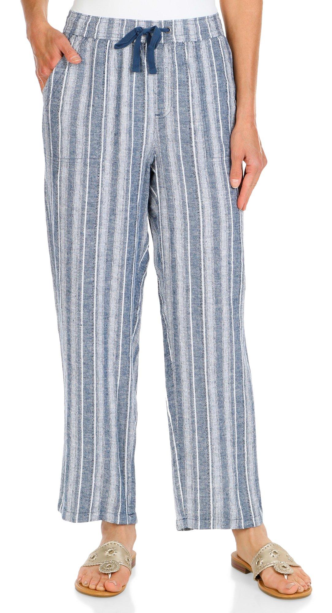 Women's Striped Drawcord Linen Pants