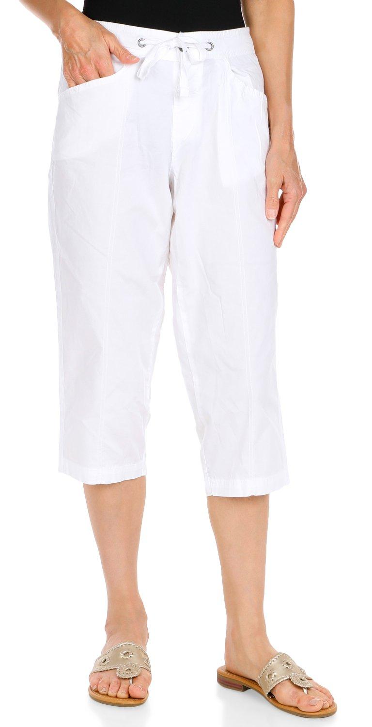Women's Solid Cargo Capri Pants