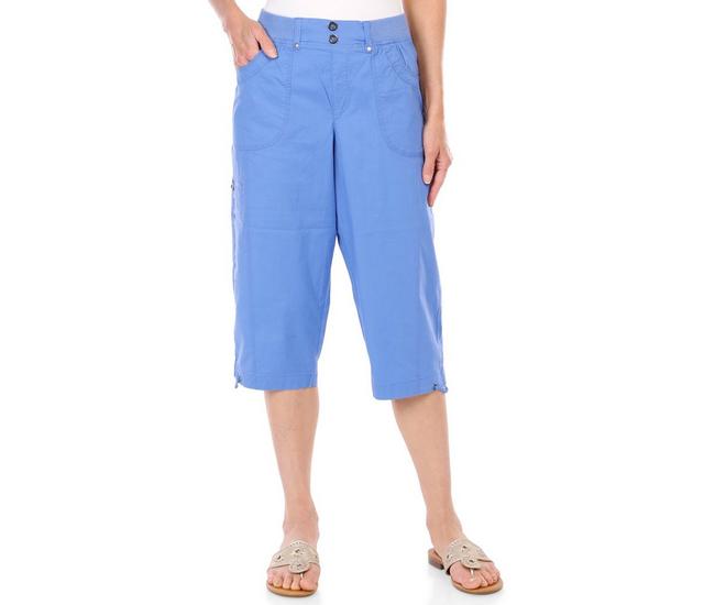 Women's Solid Cargo Capri Pants