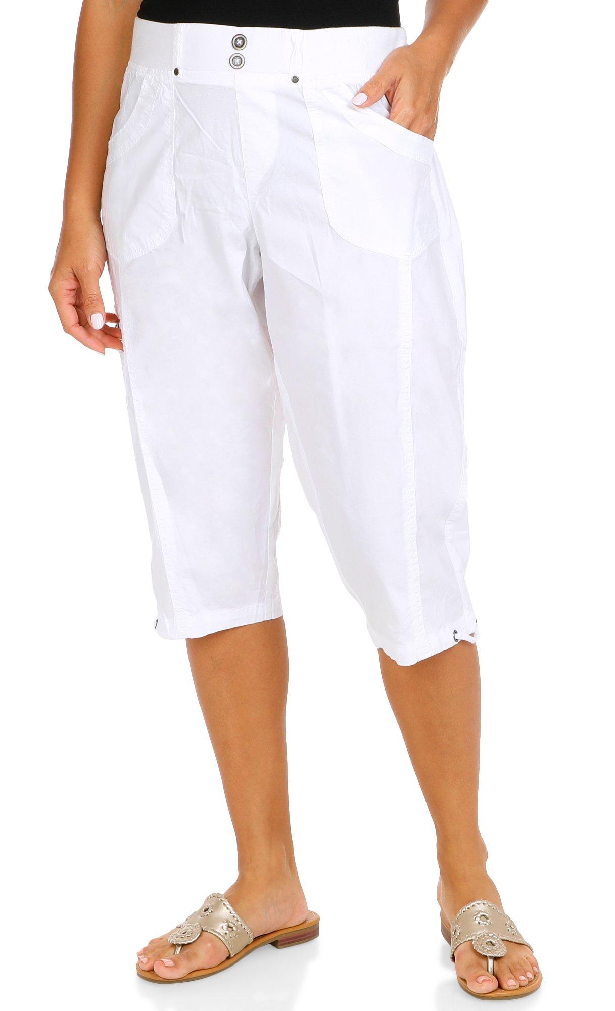 White SOLID CAPRIS-Pants –