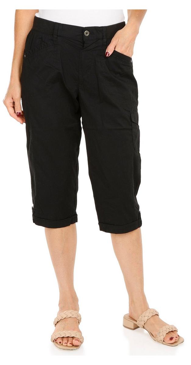 Women's Solid Twill Capris - Black | bealls