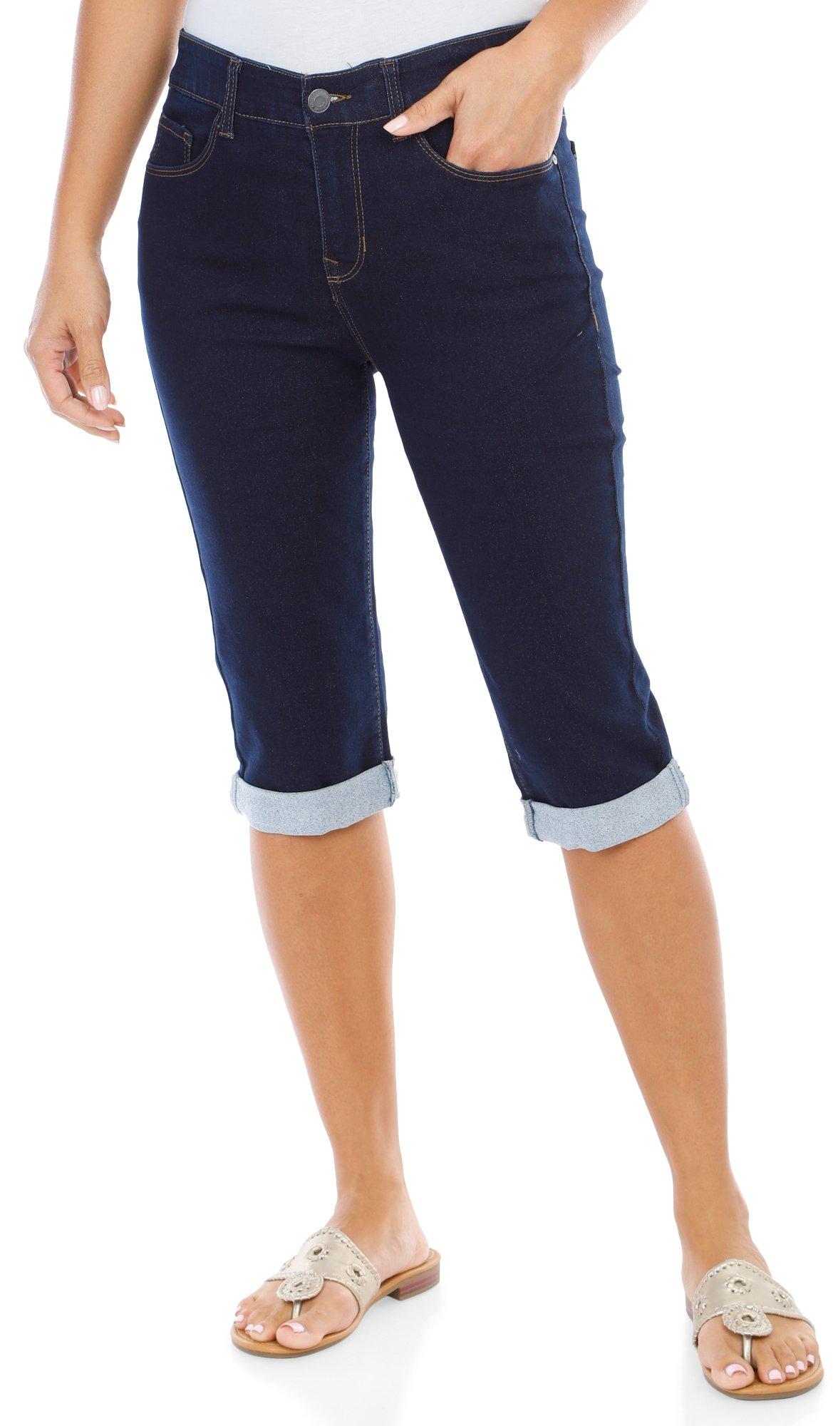 Women's Dark Wash Denim Capri Pants