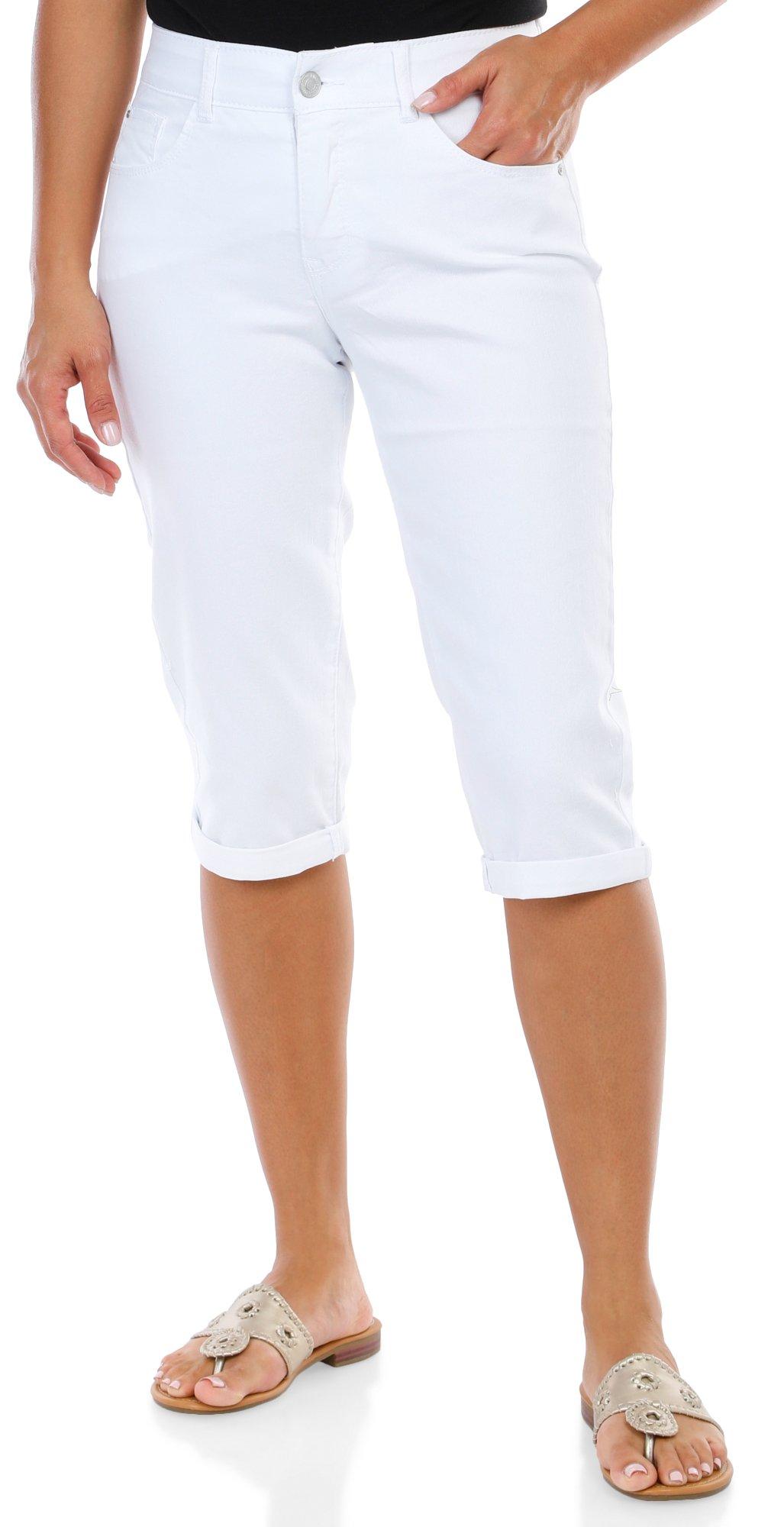 White SOLID CAPRIS-Pants –