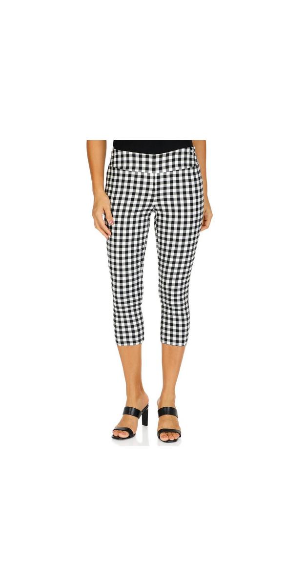 Womens Checkered Pull On Capris Black White Bealls