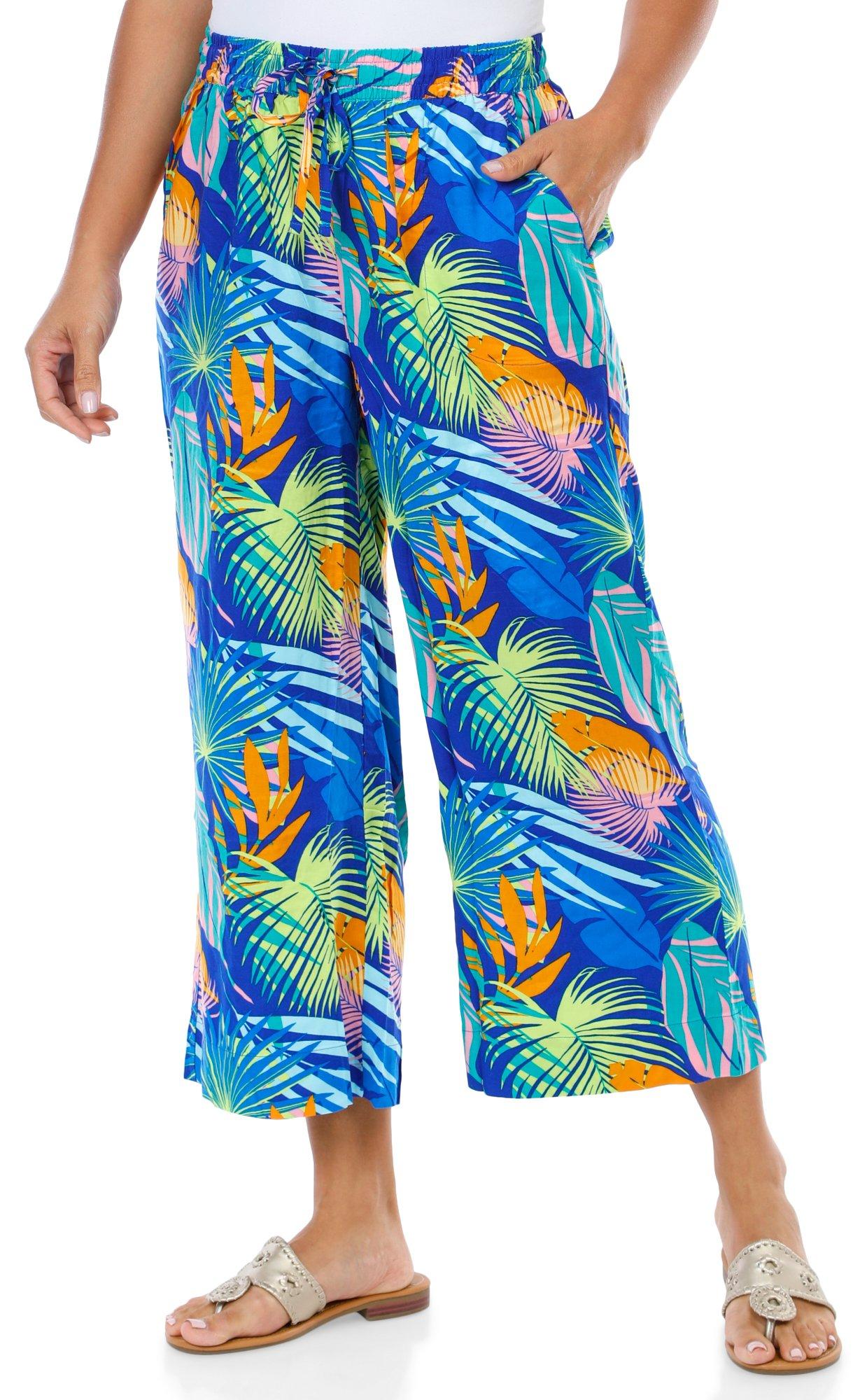 Women's Tropical Palm Party Capri Pants