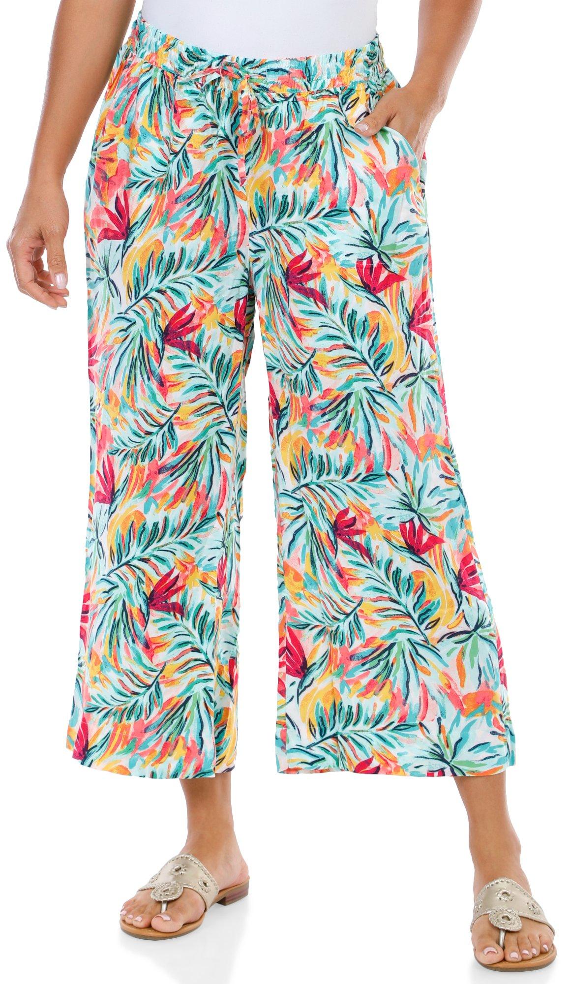 Women's Pop Of Palm Capri Pants