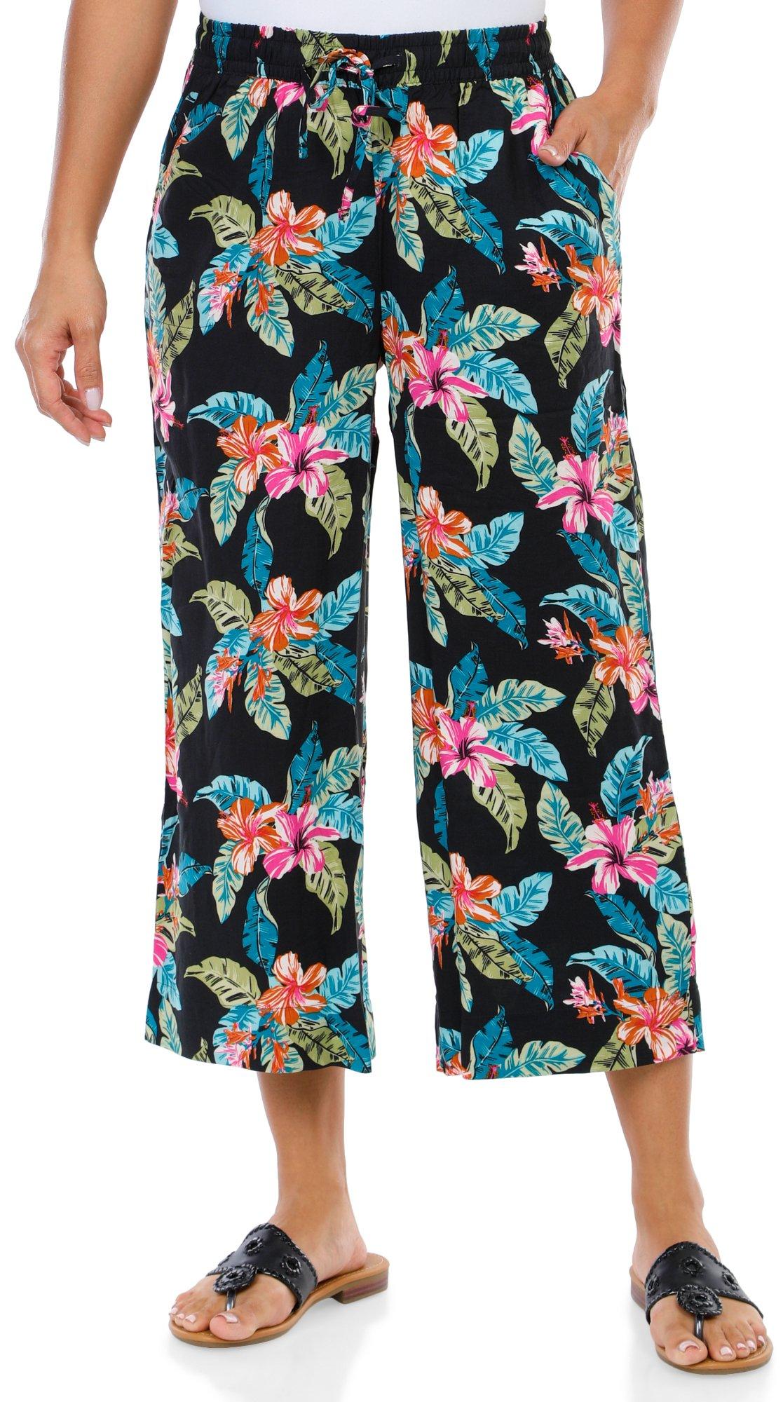 Women's Tropical Floral Print Capri Pants