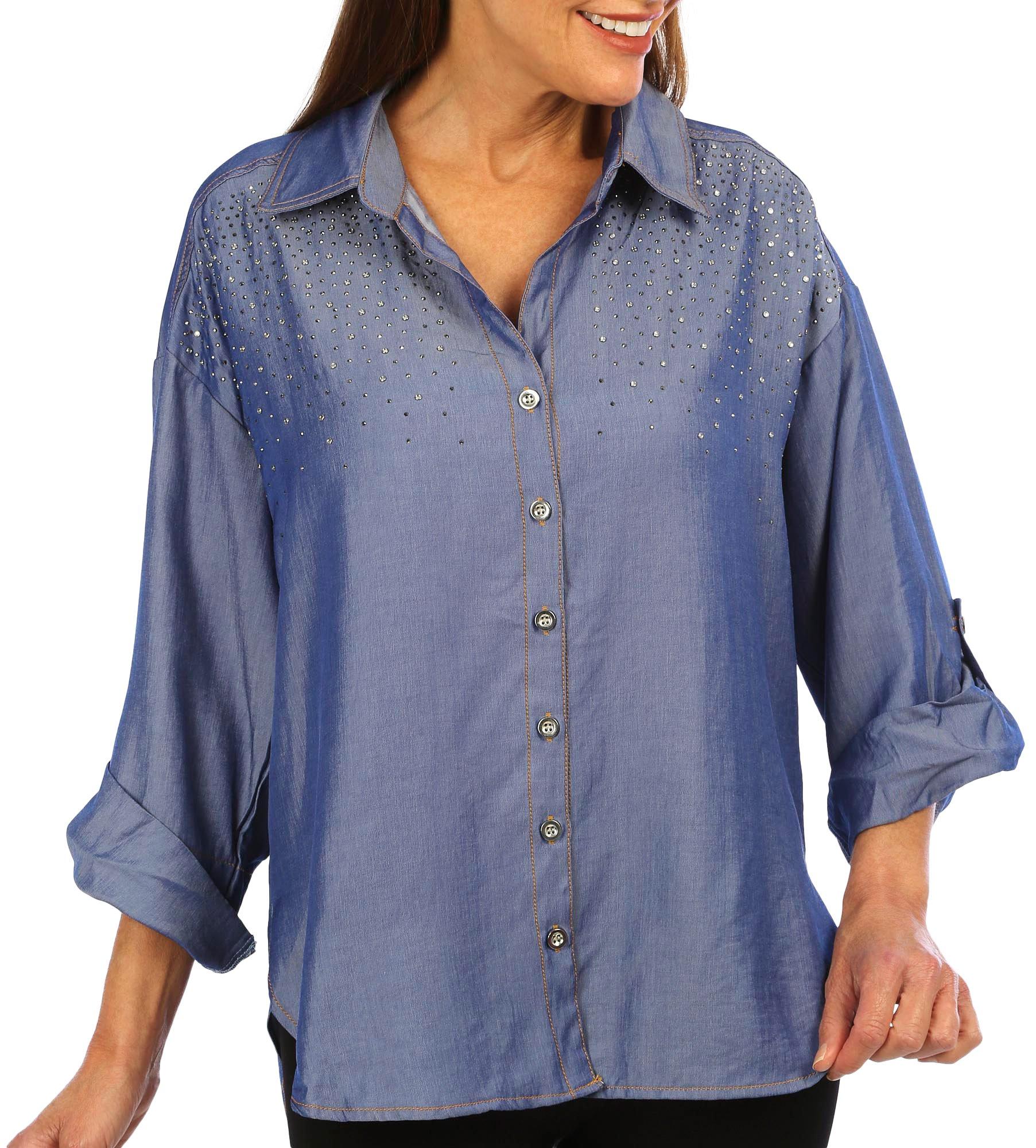 Women's Embellished Chambray Top