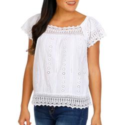 Women's Solid Eyelet Blouse