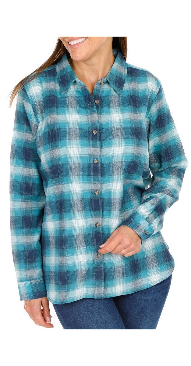 Women's Plaid Flannel Button Down Top - Teal | bealls