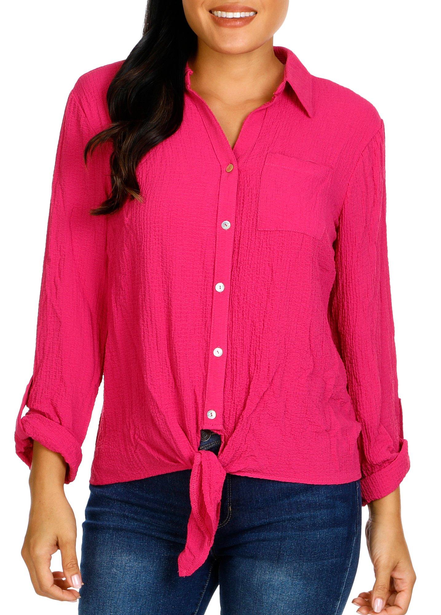 Women's Solid Button Down Blouse