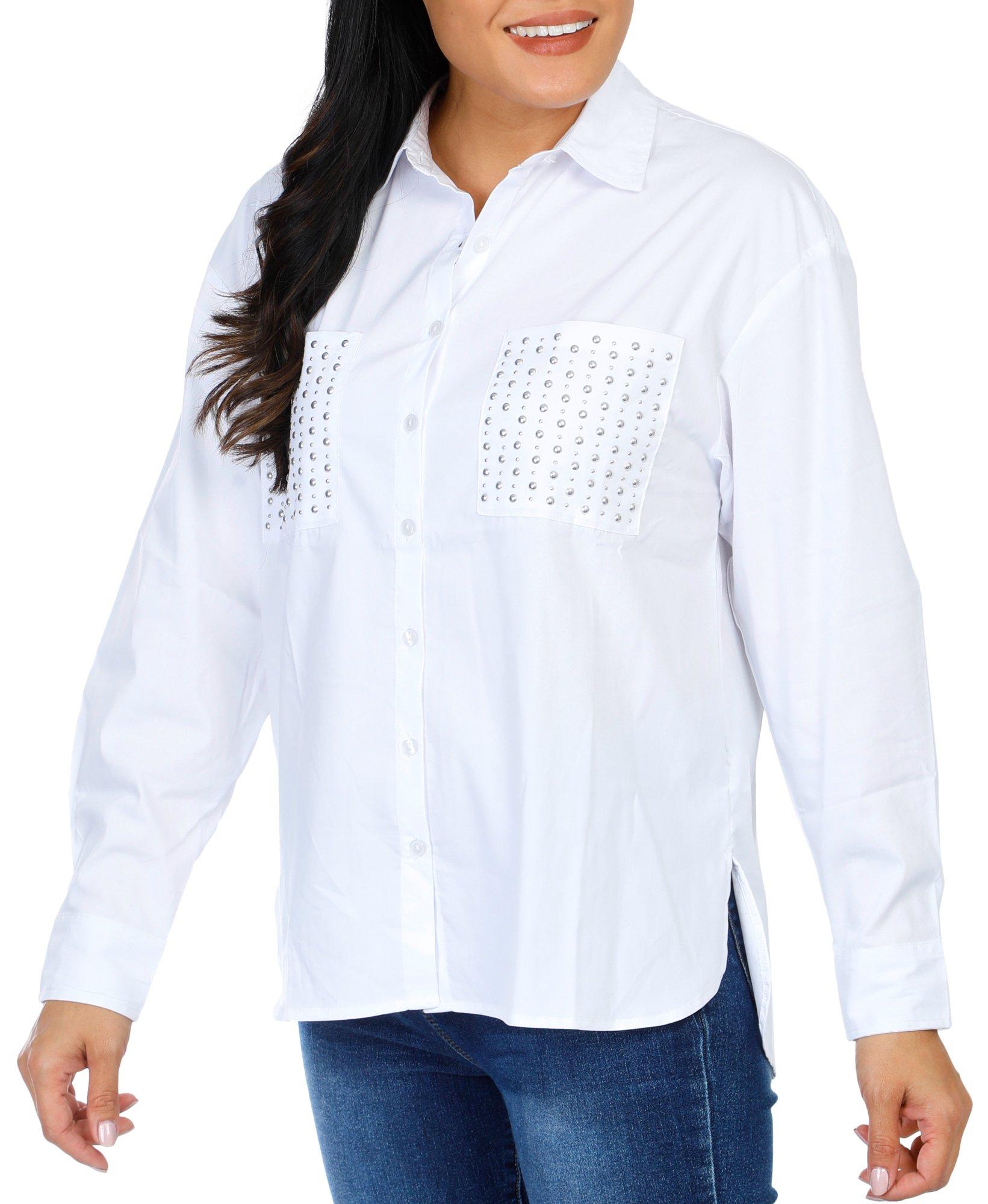 Women's Embellished Button Down Top