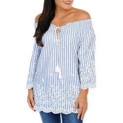 Women's Striped Embroidered Top