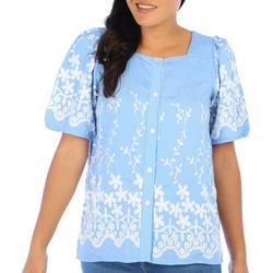 Women's Embroidered Chambray Top