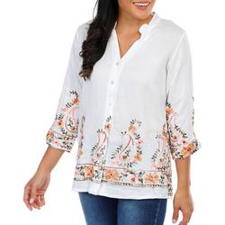 Women's Embroidered floral Paisley Print Top