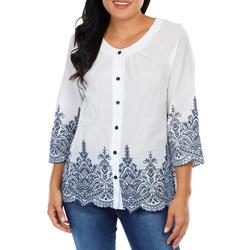 Women's Embroidered Button Down Top