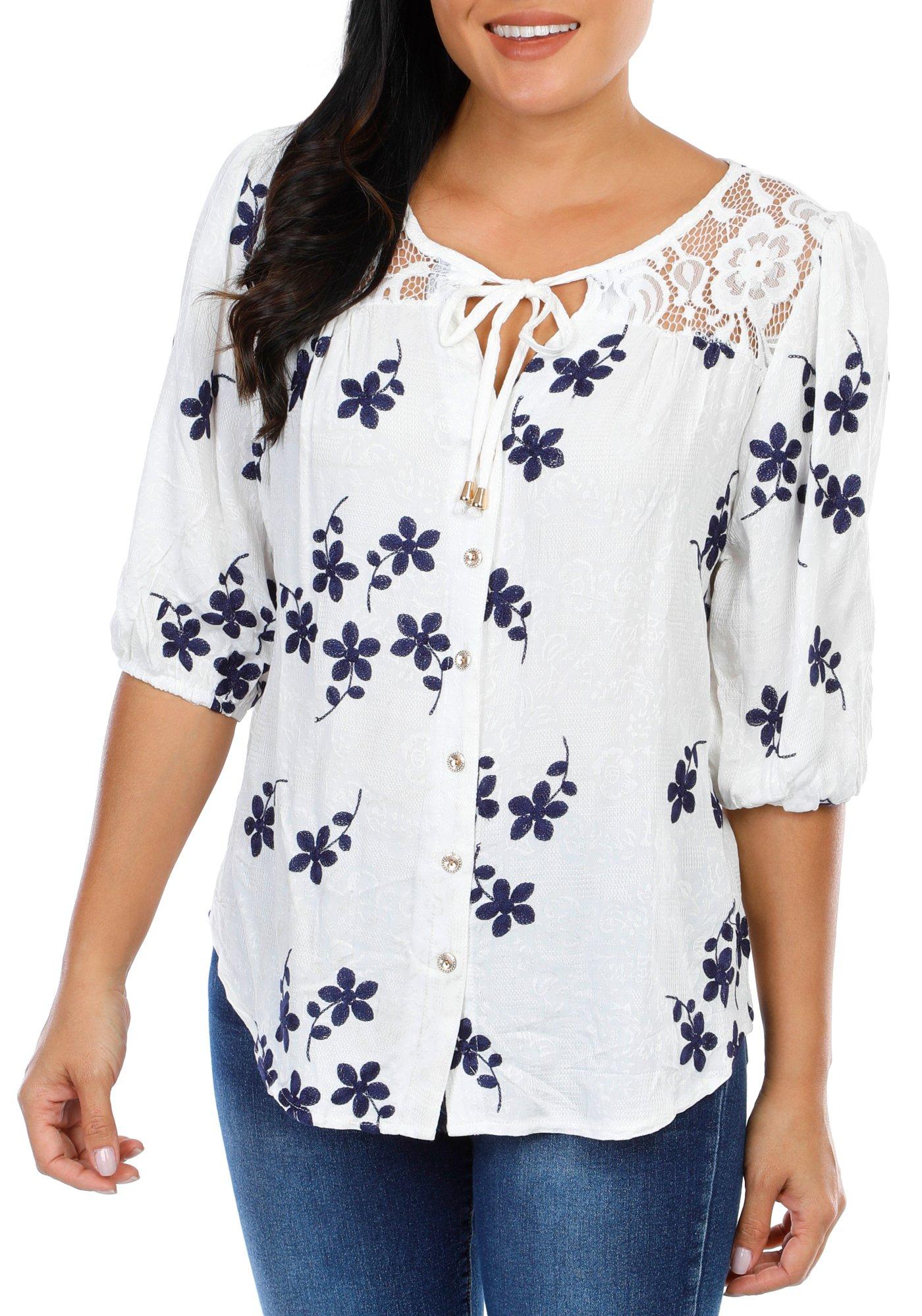 Women's Embroidered Floral Blouse