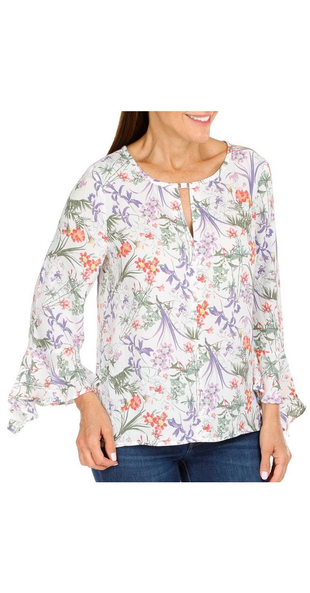 Women's Floral Print Blouse White bealls