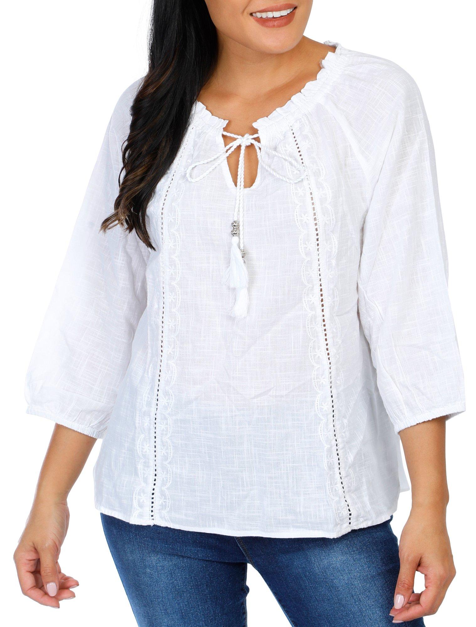 Women's Solid Peasant Blouse