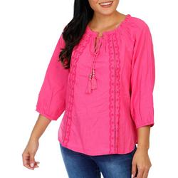 Women's Solid Peasant Blouse