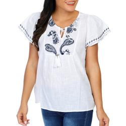 Women's Embroidered Paisley Top