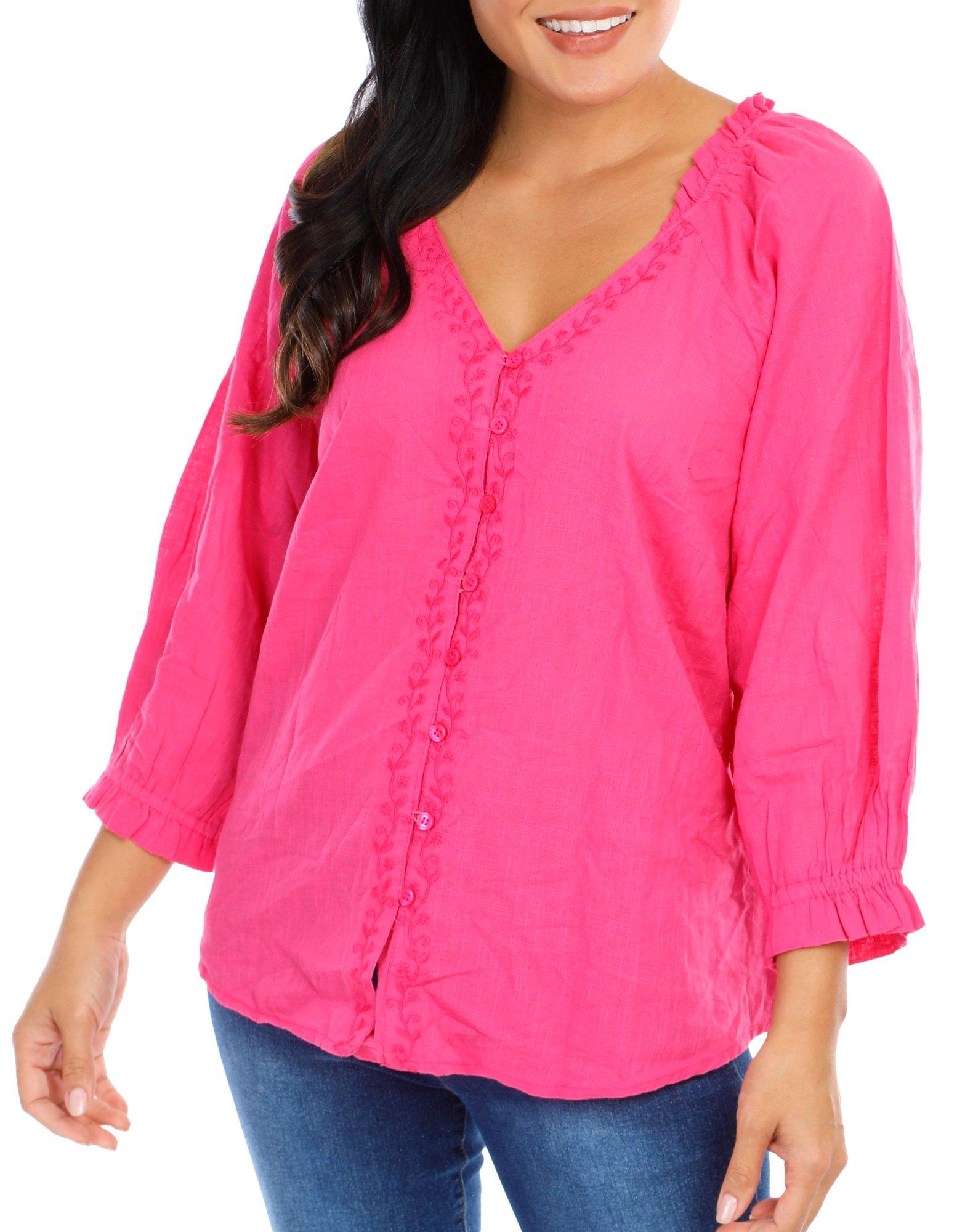 Women's Embroidered Button Down Top