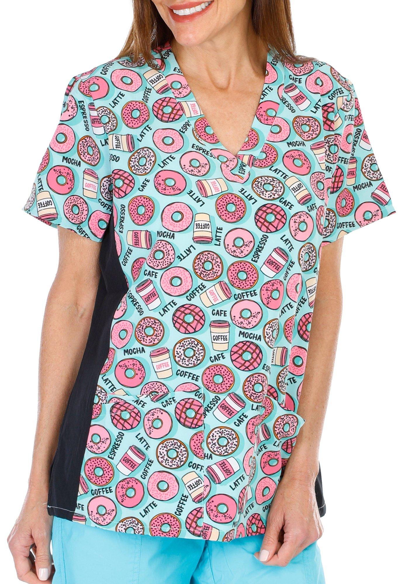 Women's Donut Print Uniform Top