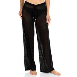 Women's Solid Mesh Swimsuit Coverup Pants