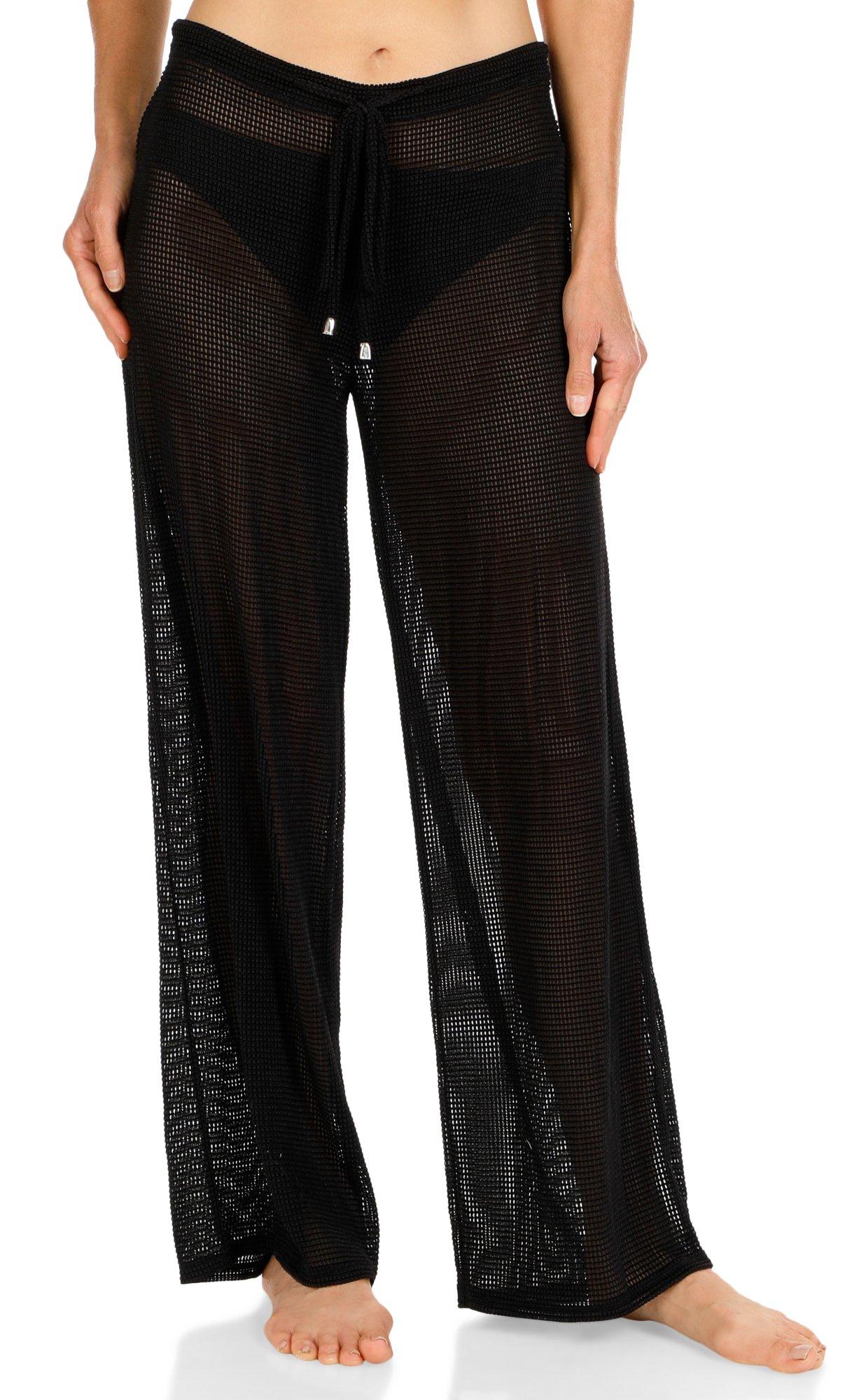 Women's Solid Mesh Swimsuit Coverup Pants