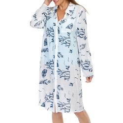 Women's Embroidered Floral Button Down Swim Coverup