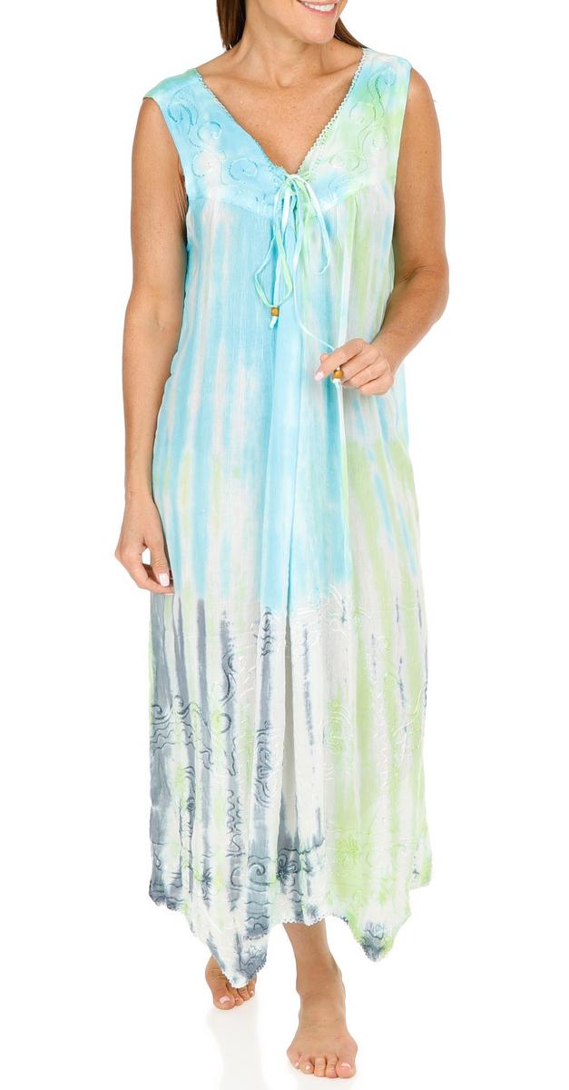 Women's Sleeveless Tie Dye Swimsuit Cover Up Dress - Blue | bealls