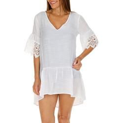 Women's Solid  Swim  Cover Up Top - White