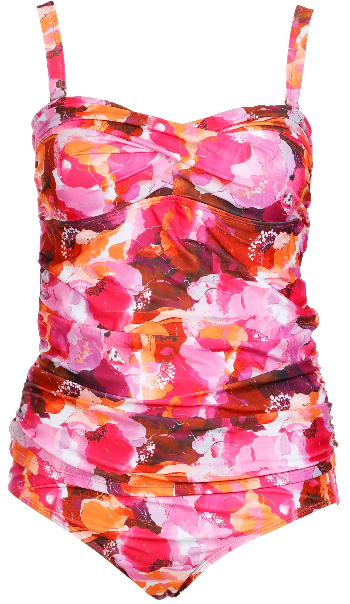 Women's Plus 2 Pc Abstract Floral Swimsuit