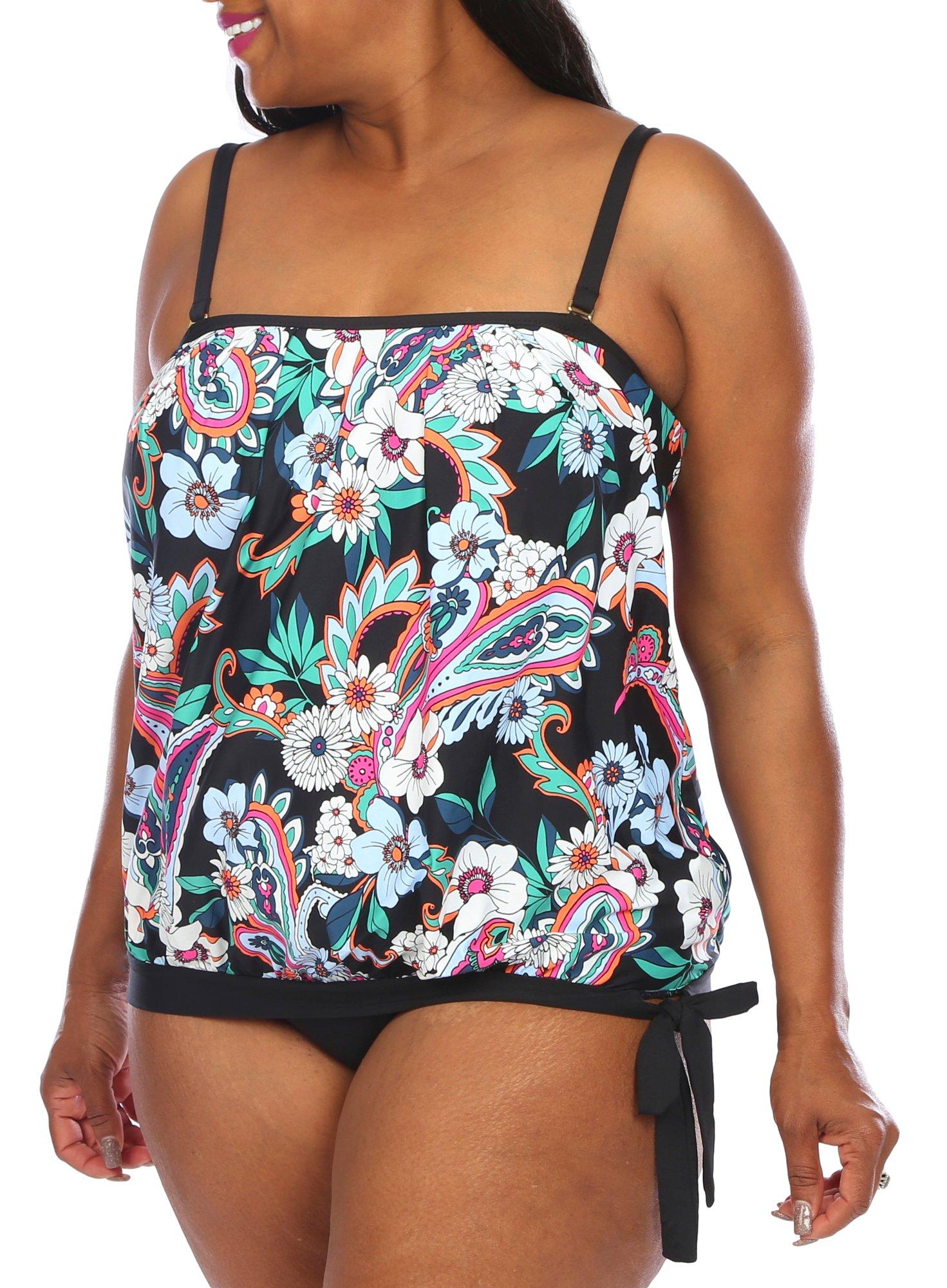 Women's Plus 2 Pc Floral Tankini Swimsuit Set