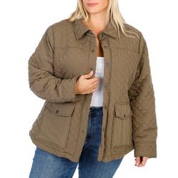 Women's Solid Quilted Jacket - Brown