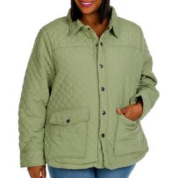 Women's Solid Quilted Jacket - Green