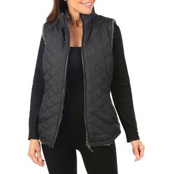 Women's Solid Quilted Puffer Vest - Black