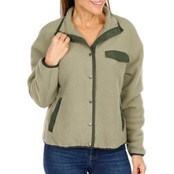 Women's Solid Sherpa Knit Jacket - Grey